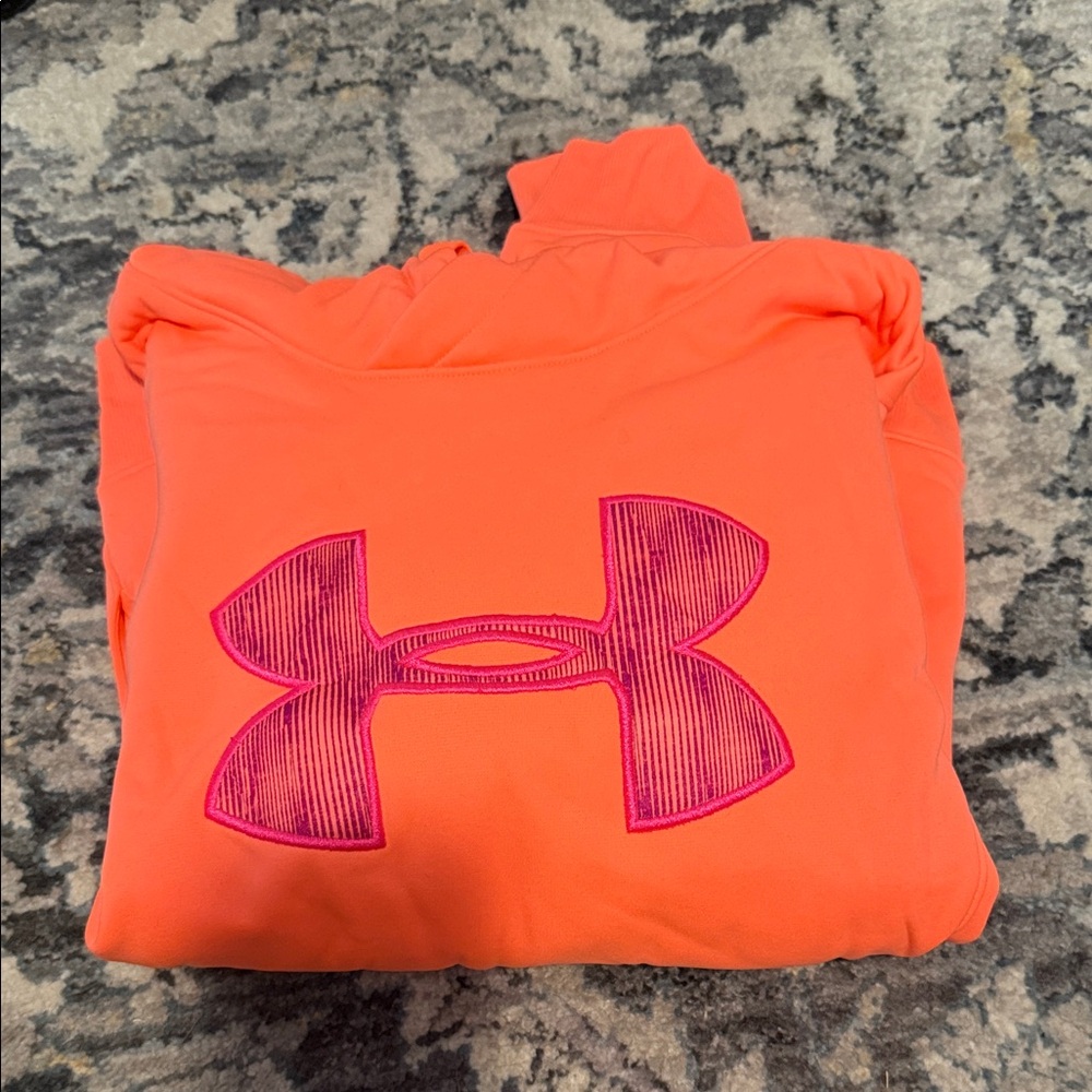 Under Armour Neon Orange Hoodie with Magenta Logo